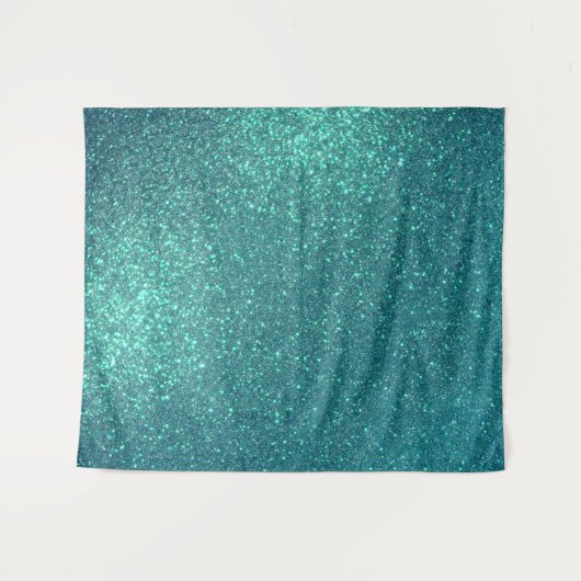 Chic Elegant Blauwgroen Blue Sparkly Glitter Wandkleed (Voorkant (horizontaal))