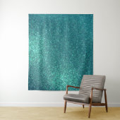Chic Elegant Blauwgroen Blue Sparkly Glitter Wandkleed (In situ)