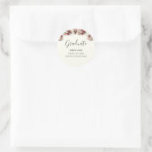 Chic Elegant Bloemen Afstuderen Partij Afstuderen Ronde Sticker (Tas)