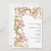 Chic Elegant Bloemen Blush Roze Art Nouveau Kaart (Voorkant)