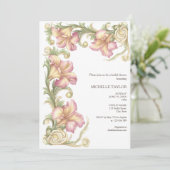 Chic Elegant Bloemen Blush Roze Art Nouveau Kaart (Staand voorkant)