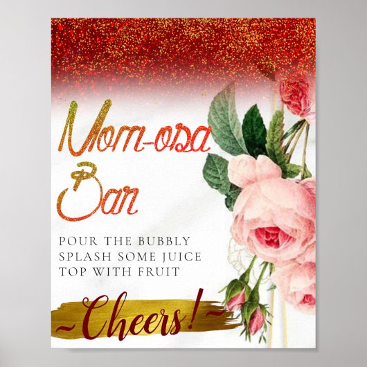 Chic Elegant Bloemige Elegante Mimosa Bar Bord Poster (Voorkant)