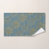 Chic Elegant Blue Gold Line Drawn Flower Pattern Bad Handdoek (Handdoek)