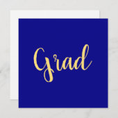 Chic Elegant Blue Golden Yellow Afstuderen Script (Voorkant / Achterkant)