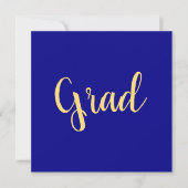 Chic Elegant Blue Golden Yellow Afstuderen Script (Voorkant)