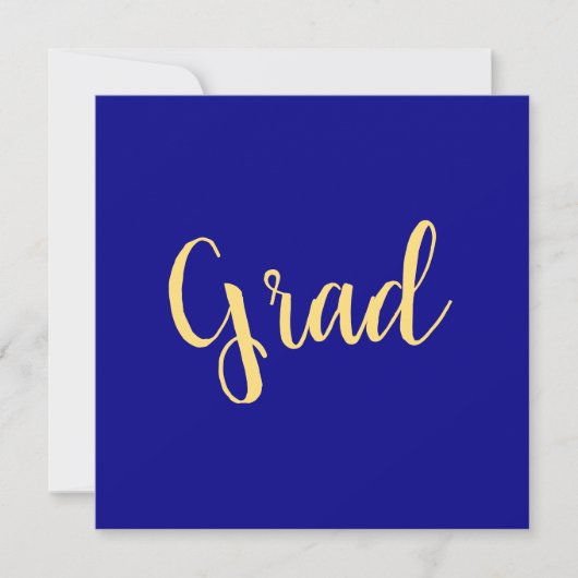 Chic Elegant Blue Golden Yellow Afstuderen Script (Voorkant)