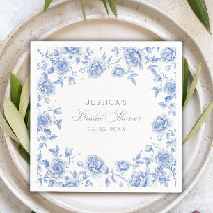 Chic Elegant Blue Toile Chinoiserie Vrijgezellenfe Servet