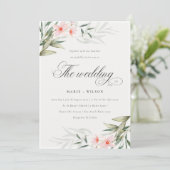 Chic Elegant Blush Greenery Floral Wedding Invite Bedankkaart (Staand voorkant)