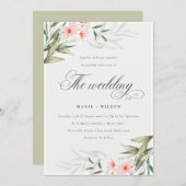 Chic Elegant Blush Greenery Floral Wedding Invite Bedankkaart (Voorkant / Achterkant)