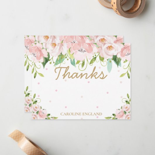 Chic Elegant Blush Pink Floral Flowers Note Card Notitiekaartje (Voorkant / Achterkant in situ)