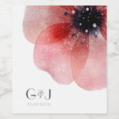 Chic Elegant Blush Poppy Monogram Weddenschap Wijn Etiket (Enkel label)