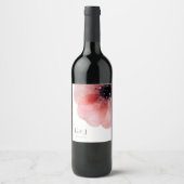 Chic Elegant Blush Poppy Monogram Weddenschap Wijn Etiket (Voorkant)