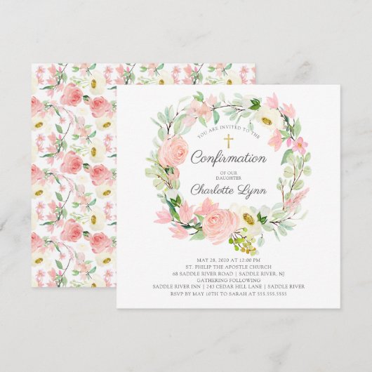 Chic & Elegant Blush Roze Bloemen Bevestiging Kaart (Voorkant / Achterkant)