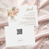 Chic Elegant Boho Floral QR Code Trouwdetails Informatiekaartje