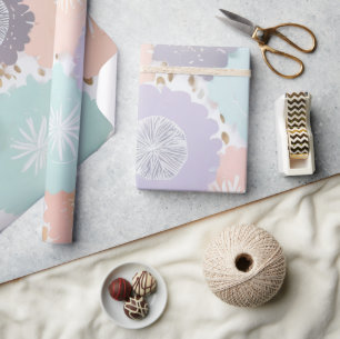 Chic Elegant Boho Pastel Bloemen Lavendel Blauwgro Cadeaupapier