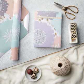 Chic Elegant Boho Pastel Bloemen Lavendel Blauwgro Cadeaupapier