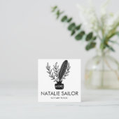 Chic Elegant Botanische Quill Logo Notarisch publi Vierkante Visitekaartje (Staand voorkant)