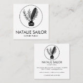Chic Elegant Botanische Quill Logo Notarisch publi Vierkante Visitekaartje (Voorkant / Achterkant)
