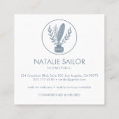 Chic Elegant Botanische Quill Logo Notarisch publi Vierkante Visitekaartje (Achterkant)