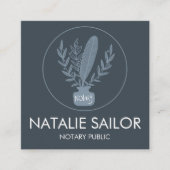 Chic Elegant Botanische Quill Logo Notarisch publi Vierkante Visitekaartje (Voorkant)