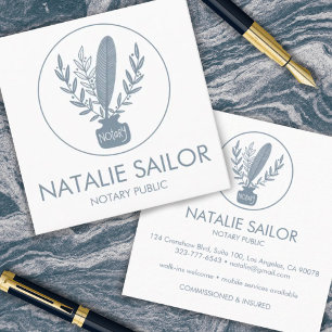 Chic Elegant Botanische Quill Logo Notarisch publi Vierkante Visitekaartje