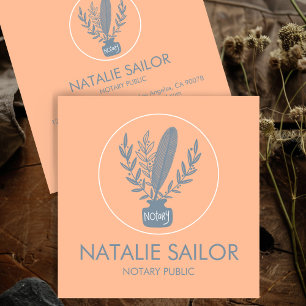 Chic Elegant Botanische Quill Logo Notarisch publi Vierkante Visitekaartje