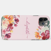 Chic Elegant Bourgogne Roze Sinaasappel Bloemen Na Case-Mate iPhone Case (Achterkant (horizontaal))