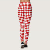 Chic Elegant Bright Red White Diamond Patroon Leggings (Achterkant)