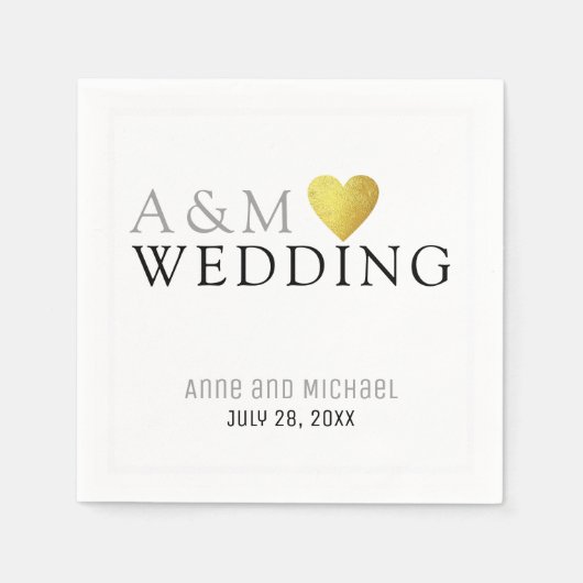 chic elegant bruiloft receptie monogrammen servet (Voorkant)