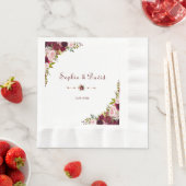 Chic Elegant Burgundy Marsala Floral Wedding Servetten (Insitu)