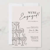 Chic Elegant Champagne Engagement Party Kaart (Voorkant)