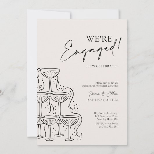 Chic Elegant Champagne Engagement Party Kaart (Voorkant)