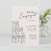 Chic Elegant Champagne Engagement Party Kaart (Staand voorkant)