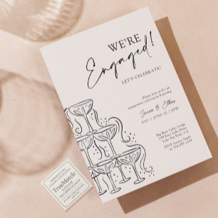 Chic Elegant Champagne Engagement Party Kaart