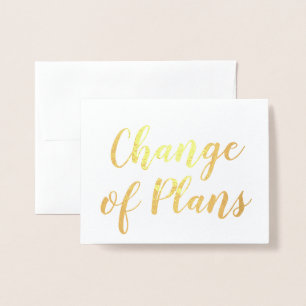 Chic Elegant Change of Plans Wedding Gold Folie Kaarten