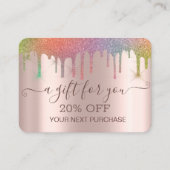Chic Elegant Colorful Glitter Drift Roos Gold Kortingskaartje (Voorkant)