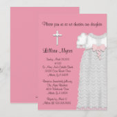 Chic Elegant Cross & Dress Baptism/Christening Kaart (Voorkant / Achterkant)