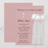 Chic Elegant Cross & Dress Baptism/Christening Kaart (Voorkant / Achterkant)