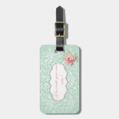 Chic Elegant Damask, Rozen, Motivatie Bericht Bagagelabel (Voorkant verticaal)