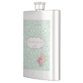 Chic Elegant Damask, Rozen, Motivatie Bericht Heupfles (Links)