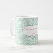 Chic Elegant Damask, Rozen, Motivatie Bericht Koffiemok (Voorkant links)