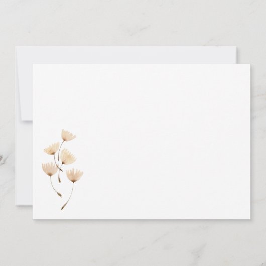 Chic Elegant Dandelion Floral Name Script Cute Notitiekaartje (Achterkant)