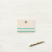 Chic elegant dandelion turquoise stripes post-it® notes (Op bureau)