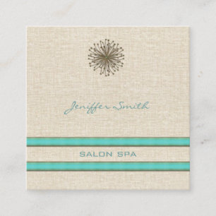 Chic elegant dandelion turquoise stripes vierkante visitekaartje