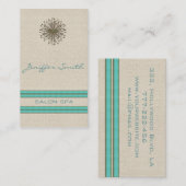 Chic elegant dandelion turquoise stripes visitekaartje (Voorkant / Achterkant)