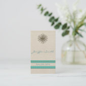 Chic elegant dandelion turquoise stripes visitekaartje (Staand voorkant)
