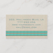 Chic elegant dandelion turquoise stripes visitekaartje (Achterkant)