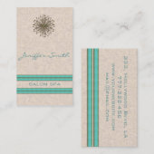 Chic elegant dandelion turquoise stripes visitekaartje (Voorkant / Achterkant)