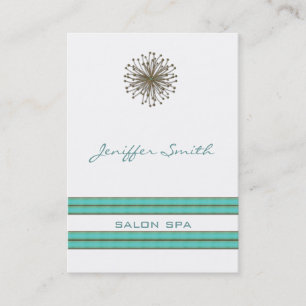 Chic elegant dandelion turquoise stripes visitekaartje