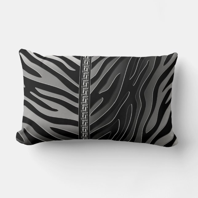 Chic Elegant Digitale Ombre Grijs Zwart Zebra Kussen (Voorkant)